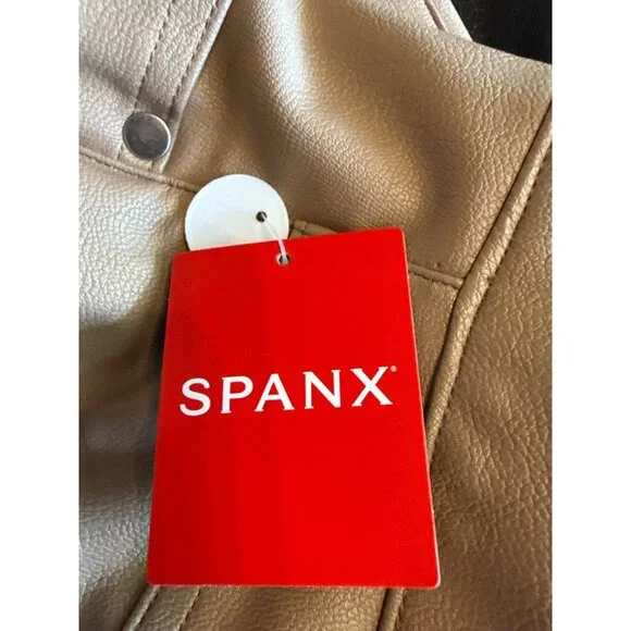 Plus Size 1X Spanx Slim Straight Pants in Toffee Faux Leather - New With Tags - Picture 3 of 3